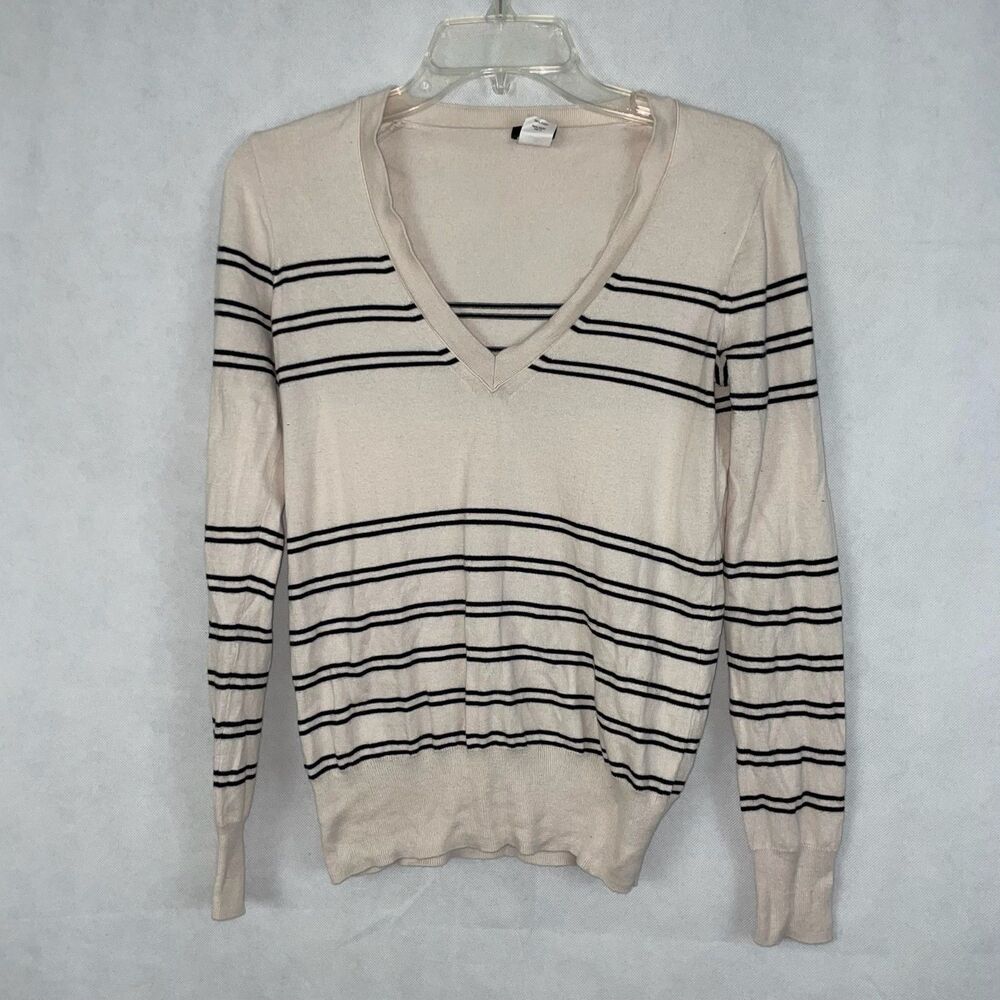 J. Crew Striped Tan/Black Pullover Sweater Size XS